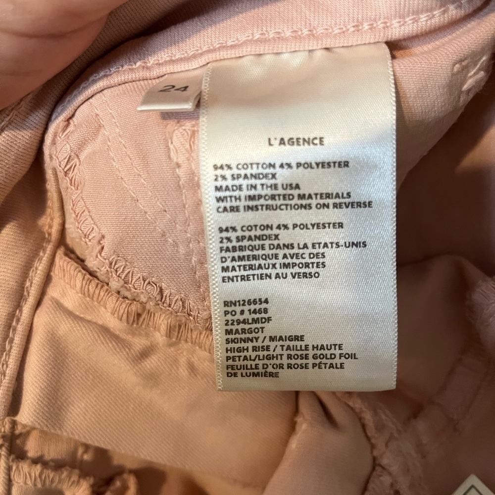 L’AGENCE Margot rose gold skinny high rise metallic pants size 24 - Picture 12 of 17